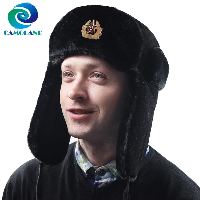 Camolandホット販売ソビエトバッジロシアushanka帽子女性のための男性熱フェイクファーボンバー帽子冬耳介雪スキーキャップ 5,239円