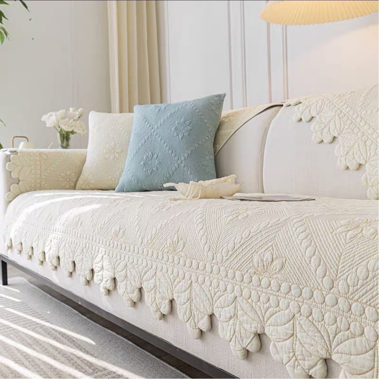 法式复古沙发垫纯棉座垫靠背巾防滑沙发套罩巾四季通用坐垫子盖巾