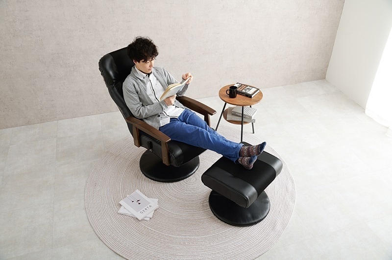 リクライニングチェア サロンチェア ロビーチェア チェア 椅子 イス いす ハイバック リクライニング オットマン付き2点セット シート回転 座面高36.5cm