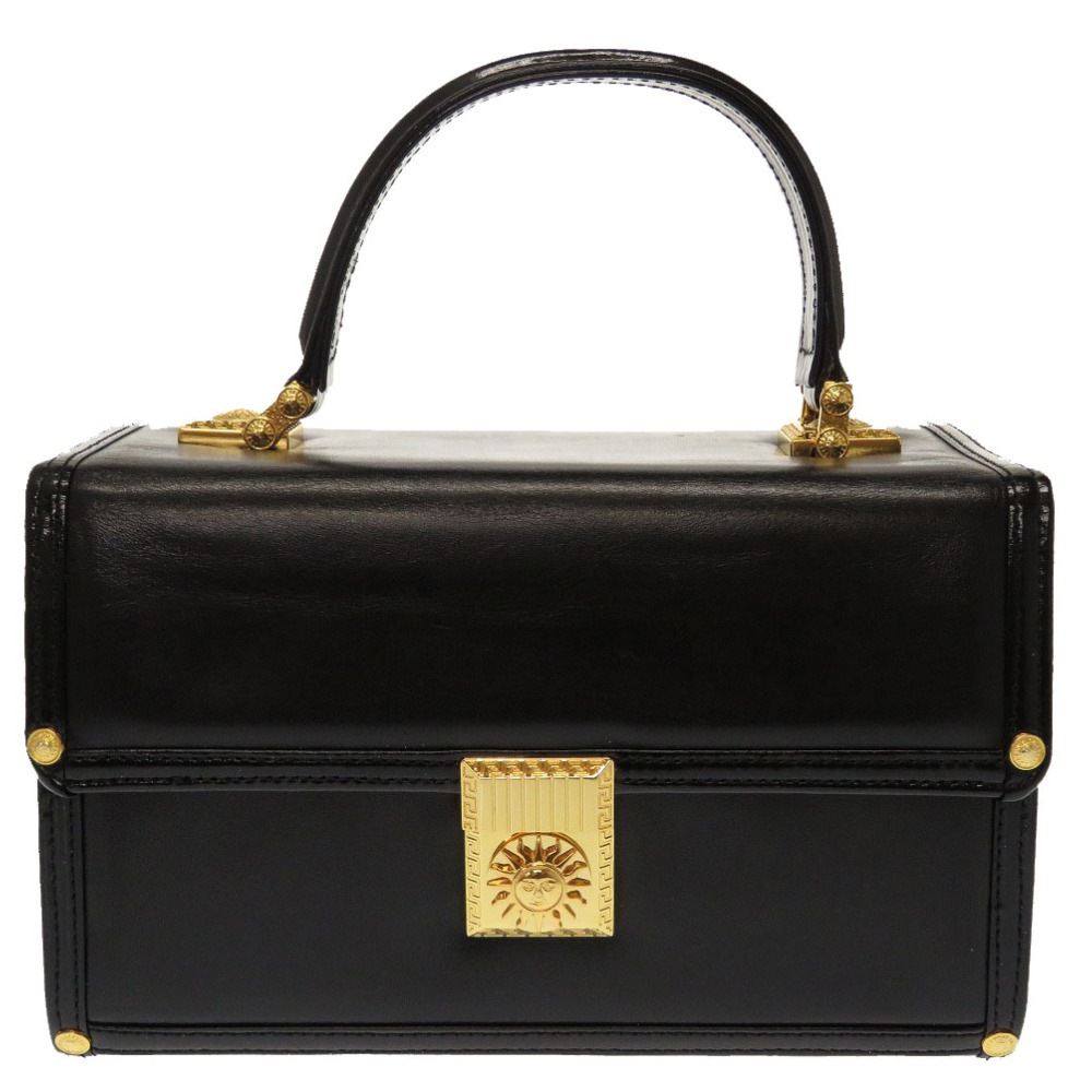 美品 サン 太陽 ヴィンテージ ハンドバッグ レザー/レザー ブラック 0059【中古】 レディース