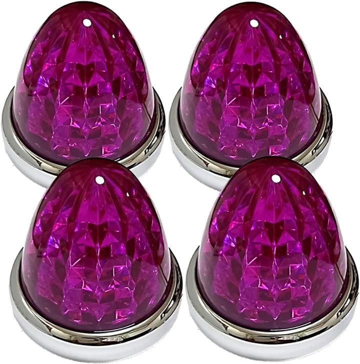 24V トラック用 LED マーカーランプ サイド 8面クリスタルカット仕様 16LED メッキリング 汎用 4個 セット( パープルレンズ)