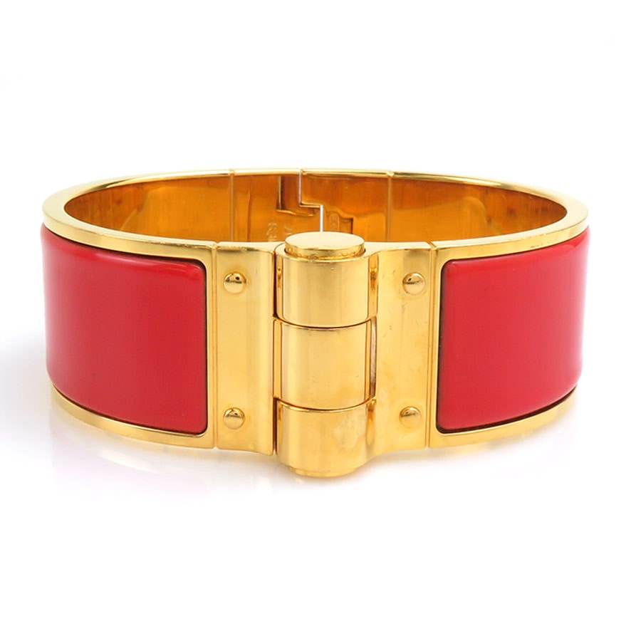 エルメス HERMES バングル ブレスレット シャルニエール メタル/エナメル ゴールド/レッド レディース e61876a