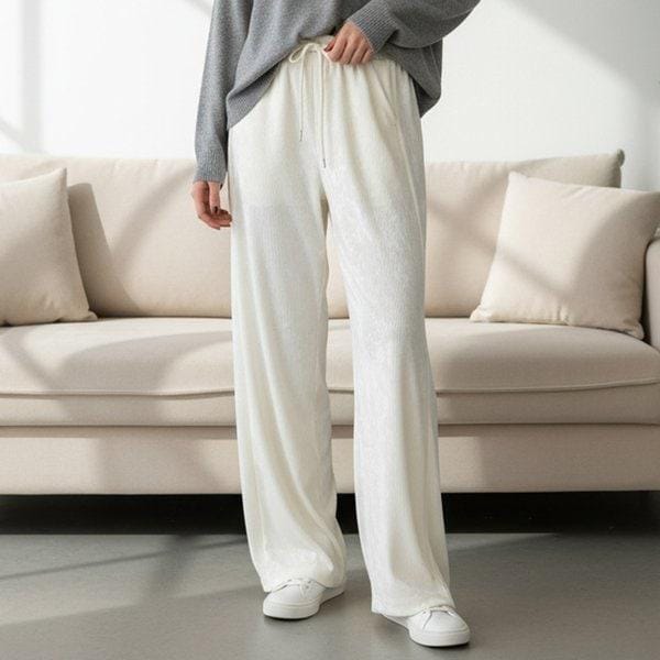 女性コーデュロイパンツ ベルベットボンディング裏地 ワイドパンツ