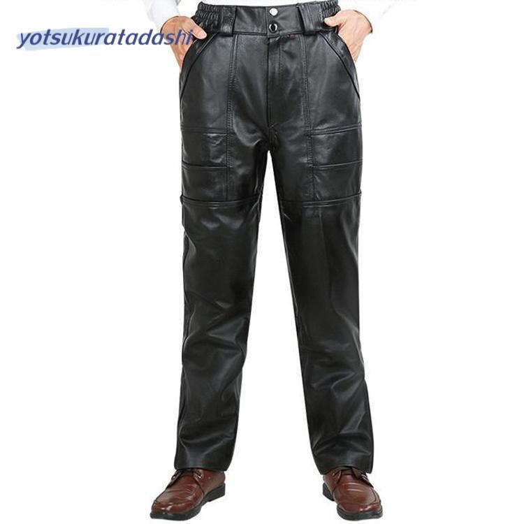 【急速出荷】羊革 メンズ革パン 春秋冬　レザーパンツ 本革 防水 バイクパンツ　ロングパンツ　スリム　スキニー モーターパンツ ライダース