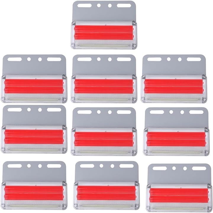 LEDライト 24V サイドマーカー マーカーランプ トラック用 10個セット COBチップ ダウンライト搭載 防水 面発光 夜間 ドレスアップ( レッド)