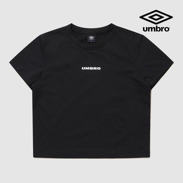 フレッシュウーマンズレタリングクロップ半袖Tシャツ UR122SRS11 BLK