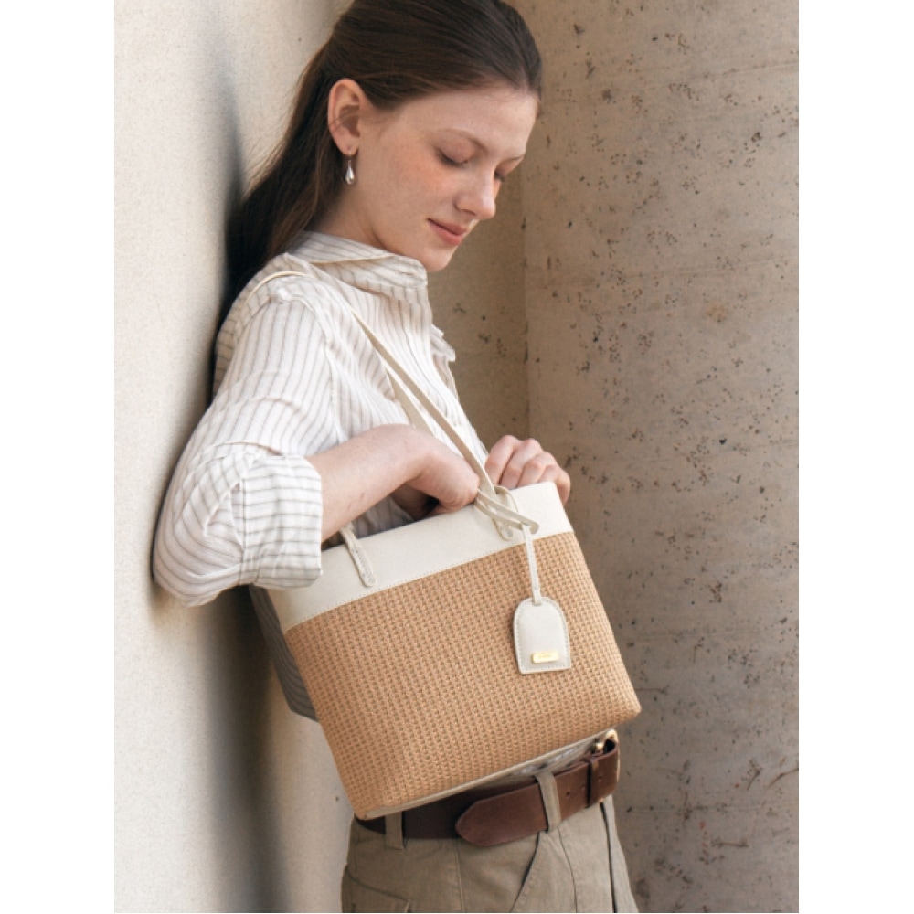 DEMERIEL エリーゼ ウェビング ショルダーバッグ ナチュラル