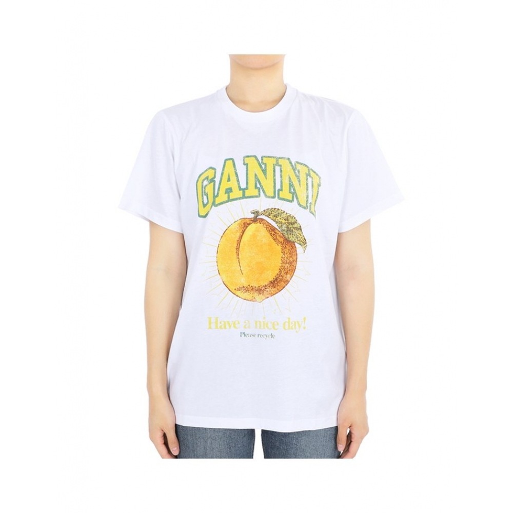 ガルニ女性用ピーチグラフィックプリントショートスリーブ (ホワイト) T3529 151