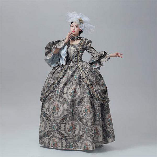 【本日限定】ロココ ワンピース ヨーロッパ 西洋ドレス 劇場 中世貴族風 総柄 宮廷ドレス 王族服 舞台 オペラ声楽 パーティー 演奏会 豪華 ステージ衣装 d9441c0c0x1