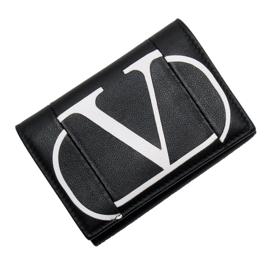 ヴァレンティノ ガラヴァーニ Valentino Garavani 三つ折り財布 レザー ブラック×ホワイト ユニセックス t19250g