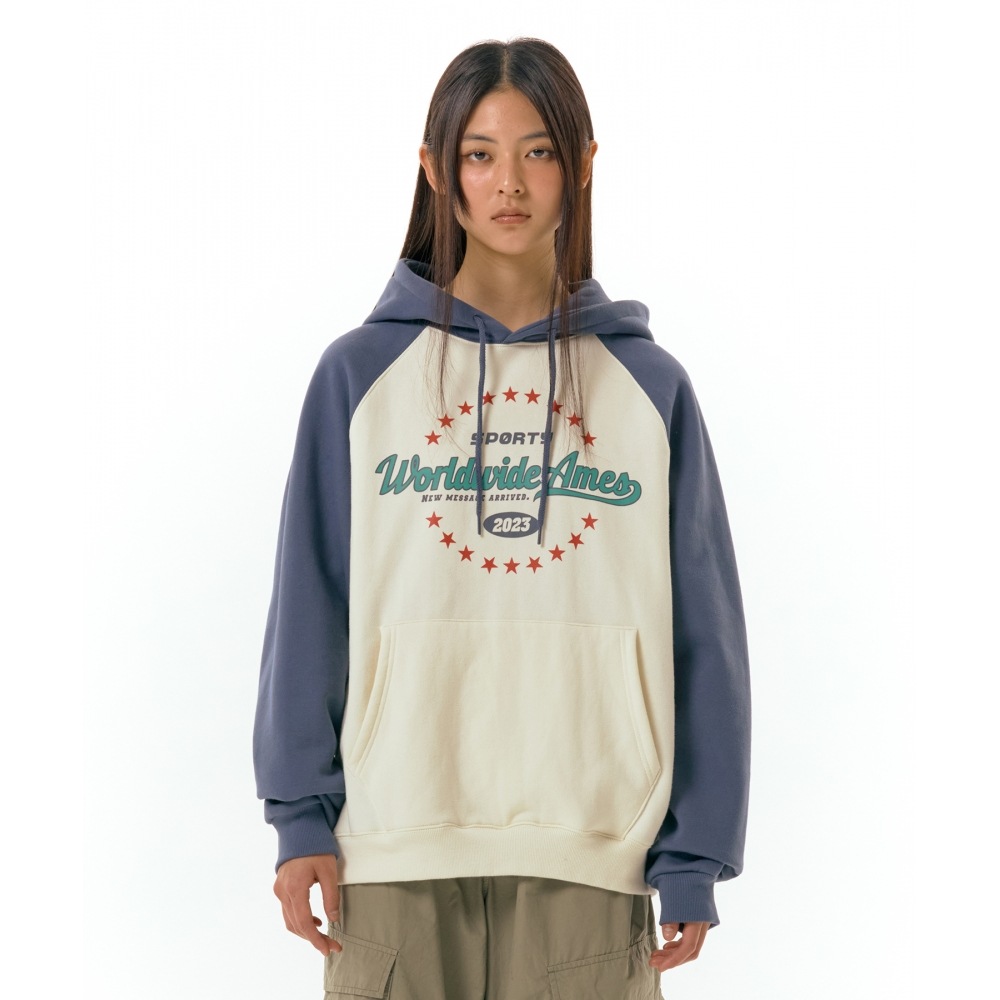 エイムズ-ワールドワイド サラウンド スター ラグラン フーディ クリーム 8,530円