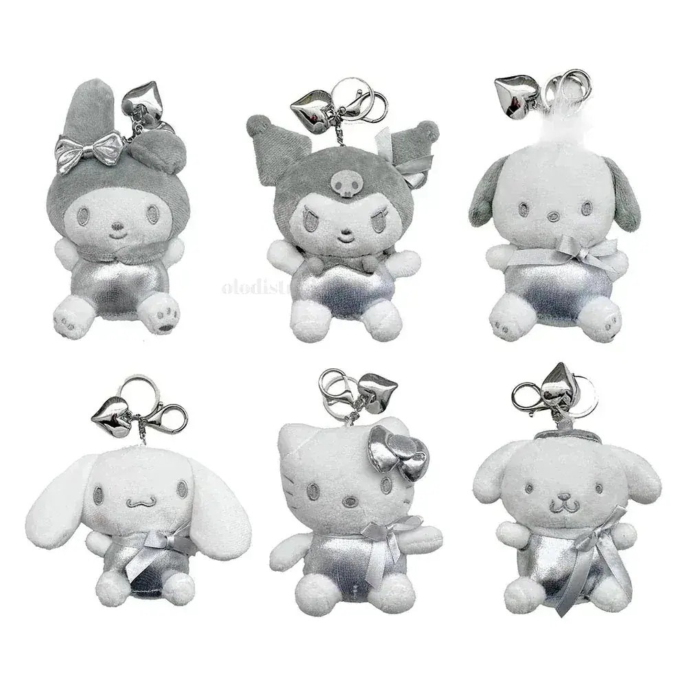 【2個買うと1個無料】サンリオLucky bag シルバー 人形キーリング ハローキティ 黒美ポチャコ シナモロール ポンポンプリン ハート バックパック 自動車キーホルダー3