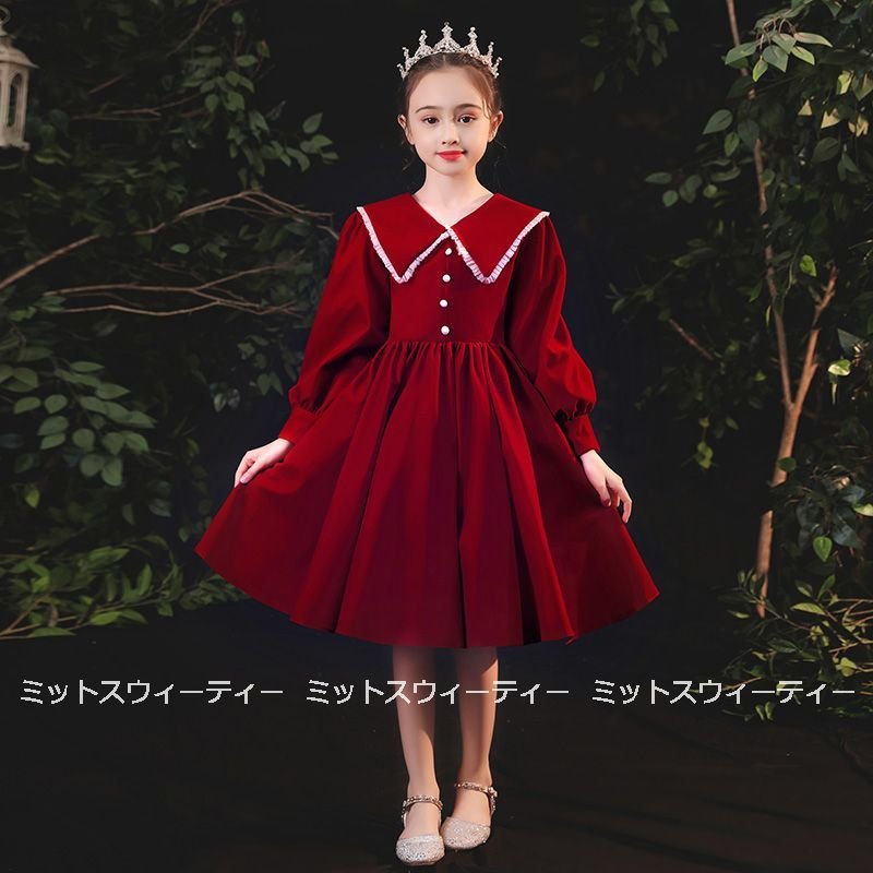 子供服 ワンピース 長袖 秋冬 女の子 キッズワンピース ミディアム丈 ジュニア カジュアル ピアノ