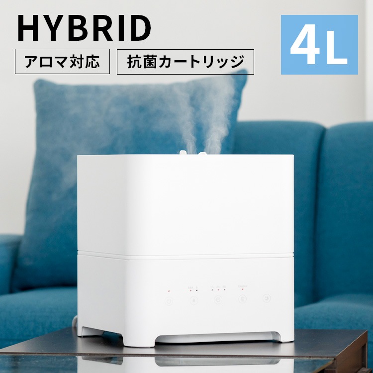 加湿器 4L Hanx-Home ハイブリッド加湿器 超音波 加熱式 加湿 ホワイト HA-H04W (D) メガ割