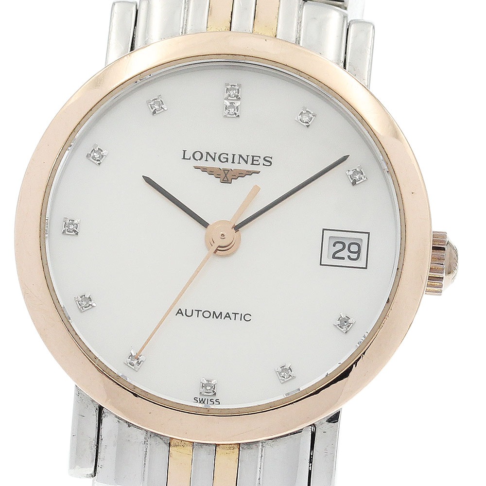ロンジン LONGINES L4.309.5 エレガント コレクション 12Pダイヤ シェル 自動巻き レディース _931023【中古】