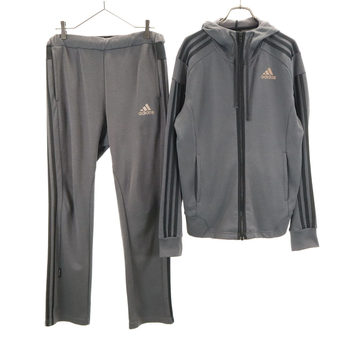 長袖 ジップパーカー 上下セットアップ L/O グレー メンズ 古着