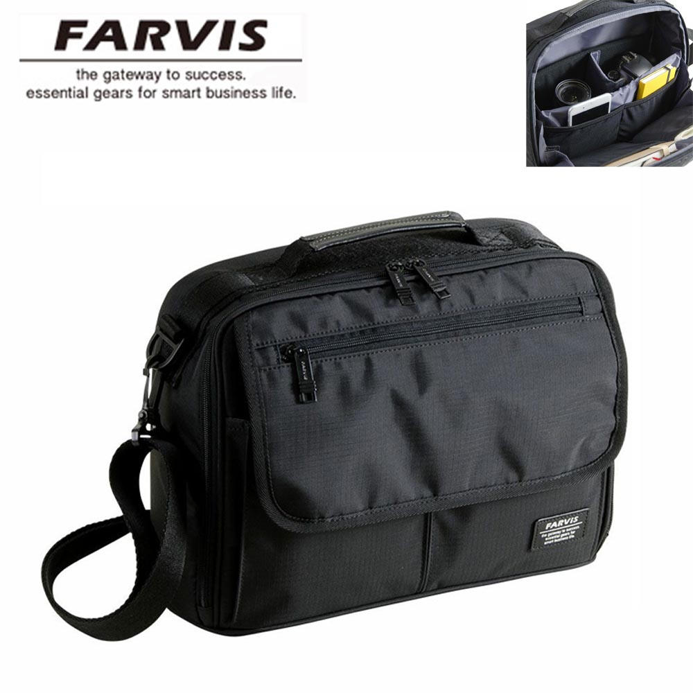 ショルダーバッグ メンズ ブランド FARVIS RIP ファービス 2-191 撥水加工 軽量 高耐久 カメラバッグ 旅行 お出掛け お散歩 横型 エンドー鞄