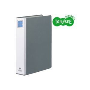（まとめ）TANOSEE 両開きパイプ式ファイルE A4タテ 40mmとじ グレー 10冊