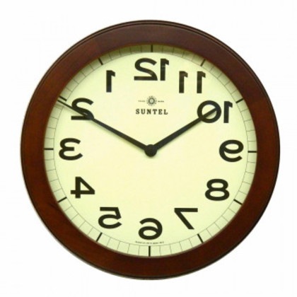 さんてる 日本製 脳トレ! 木製逆転時計 ブラウン QL889-BR