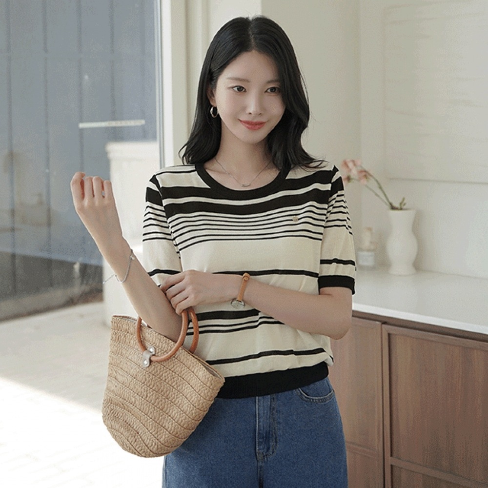 クリック&ファニー ストライプ ニット ネックレス