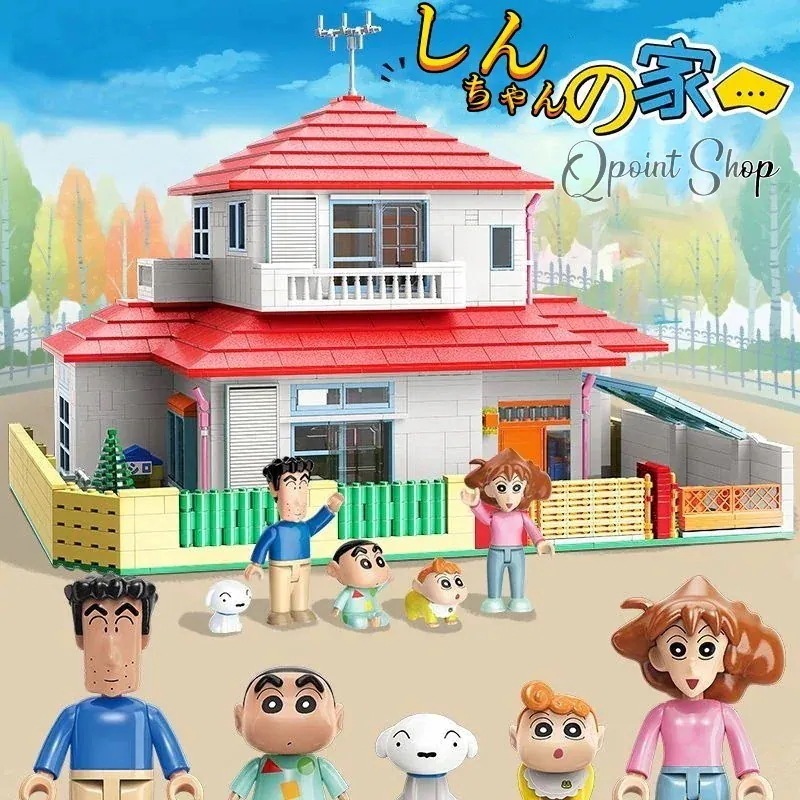 一部即納！オックスフォードクレヨンしんちゃん4種セットハウスバス幼稚園遊び場ブリックブロック 好評プラモデル模型その他