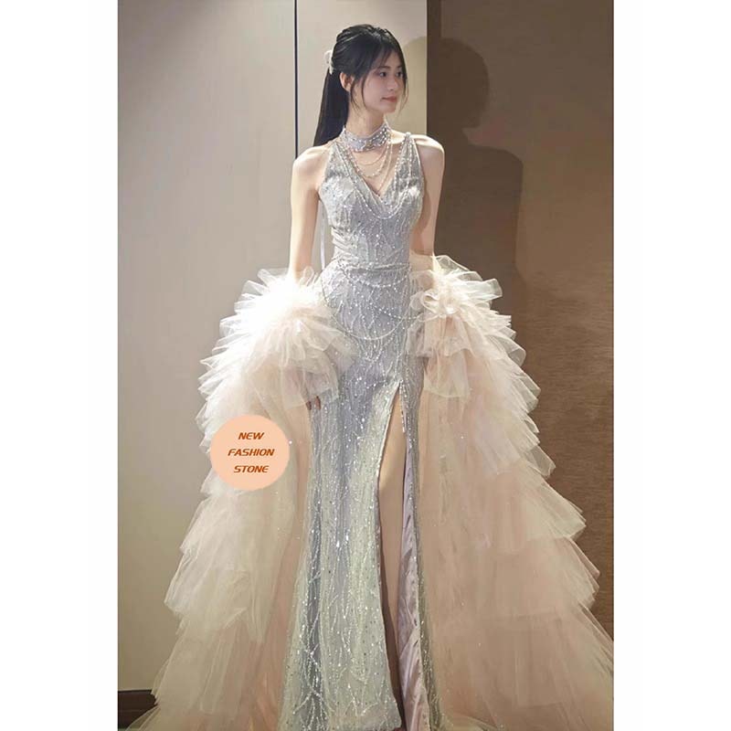 イブニングドレス新型魚尾掛け首かけ敬酒服