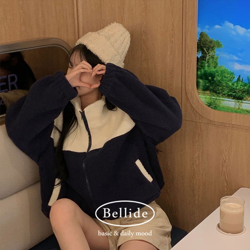 [BELLIDE MADE] ボア配色フリースジップアップ jp1141