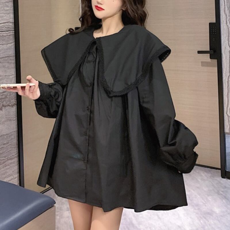 2color レディース トップス ブラウス ホワイト ブラック 長袖 春 夏 春夏 137