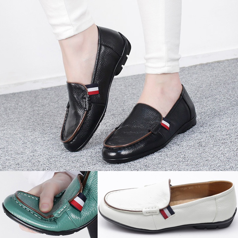 革3色ライン柔軟で快適なスリップオン女性カジュアルシューズローファーフラット靴