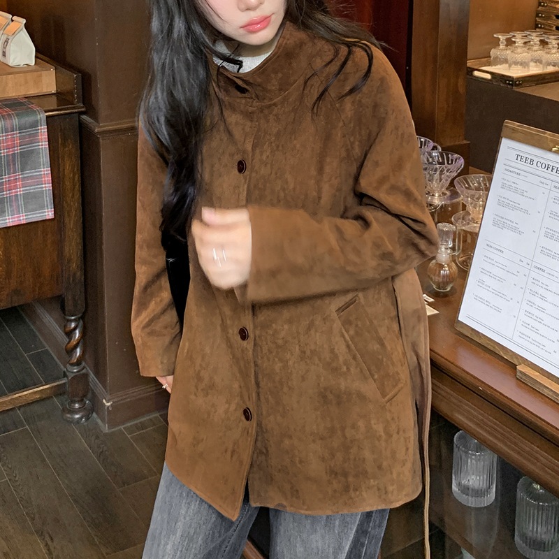 [tct0133] 韓国ファッシダブル·スエード·ハーフコート