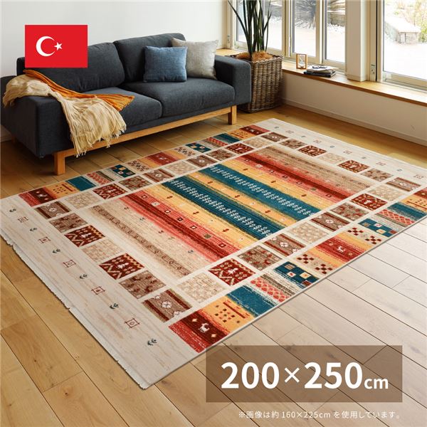 トルコ製 ラグマット [約200x250cm] 長方形 折りたたみ可 『RAKKAS ヴィフ』