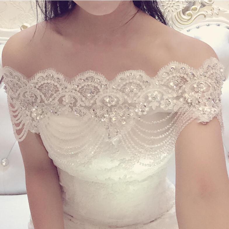 ウェディングボレロ オフショルダー ブライダル 結婚式 花嫁 挙式 ウエディング小物 二次会 ビーズ クリスタル レース ビジュー ウェディングアレンジ