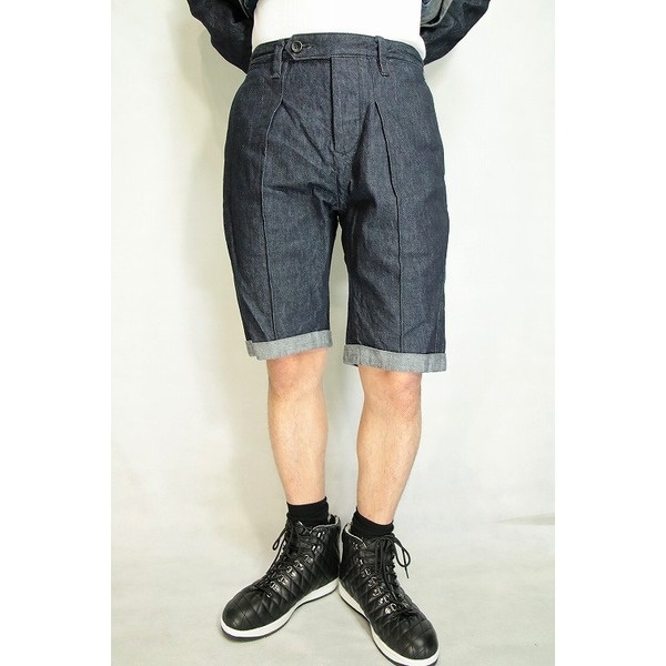【テレビで話題】 VADEL intuck サイズ48代引不可 COMB INDIGO shorts trousers パジャマ・ルームウェア