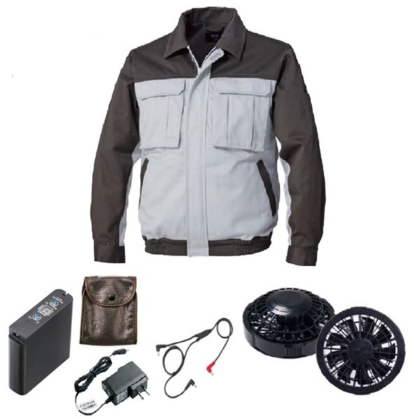 KU91920 空調服 綿厚手 脇下マチ付 FAN2200B/LIPRO2 銀xダークグレー 3L