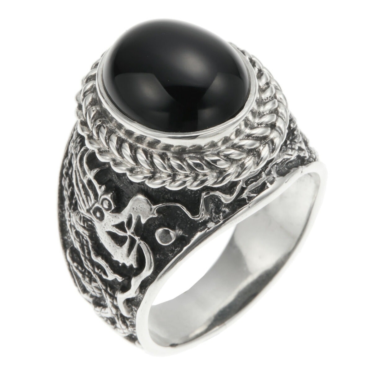 リング レディース メンズ シルバー925 オニキス 龍 ドラゴン 風水 幅広 ワイド クール 6,826円