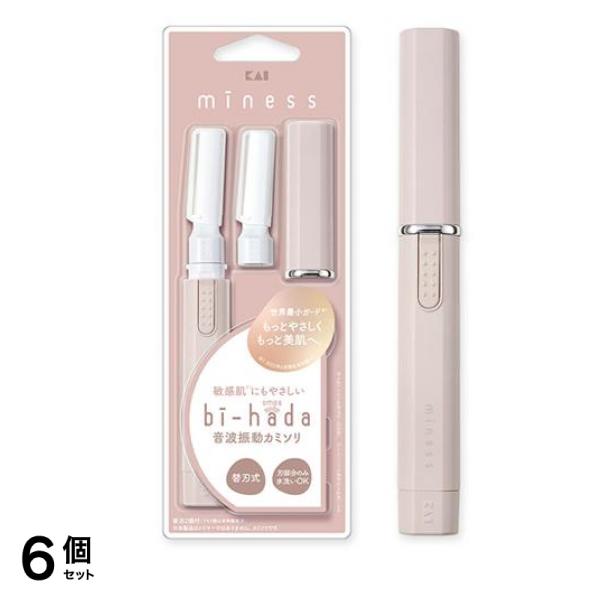 貝印 音波振動カミソリ miness bi-hada ompa L ホルダー 1本入 (替刃2コ付) 6個セット