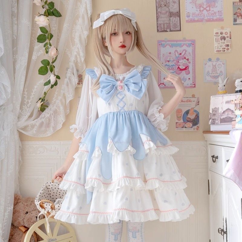 ロリータドレスロリータスカートかわいい甘系三段ロリータスカートcosplay