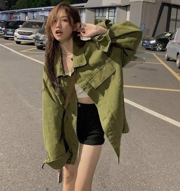 オーバーサイズ 長袖 デニムジャケット トップス ジャケット ミディアム丈 袖あり ドロップショルダー 襟付き ポケット 前開き デニム カラーデニム かわいい 大人可愛い シンプル カジュアル 大人 5,702円