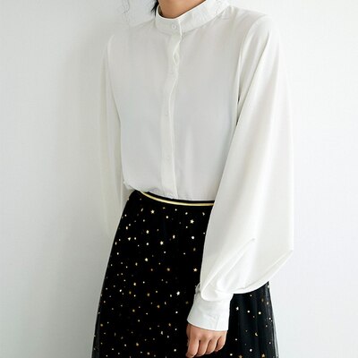 シャツ ブラウス カットソー レディース シフォン かわいい 大人可愛い きれいめ カジュアル 大人 無地 春 秋　学生 デート お出かけ 着回し ホワイト アプリコット ブルー ブラック トップス