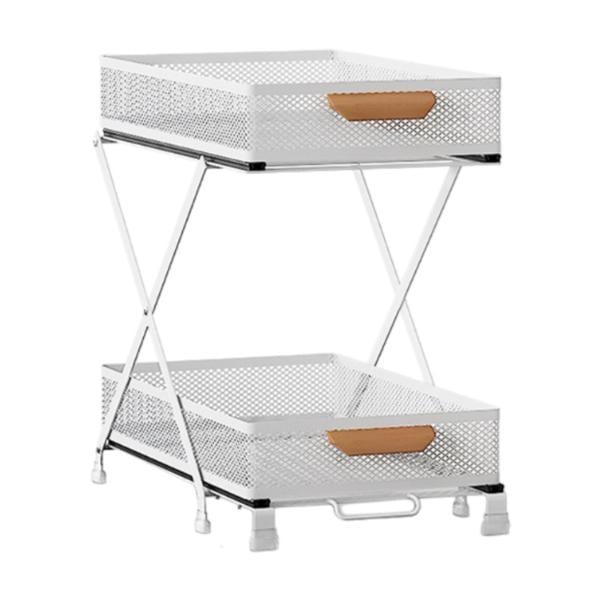 引き出し式キャビネットオーガナイザー スライド式スパイスラック キッチン バスルーム キャビネット用 2段