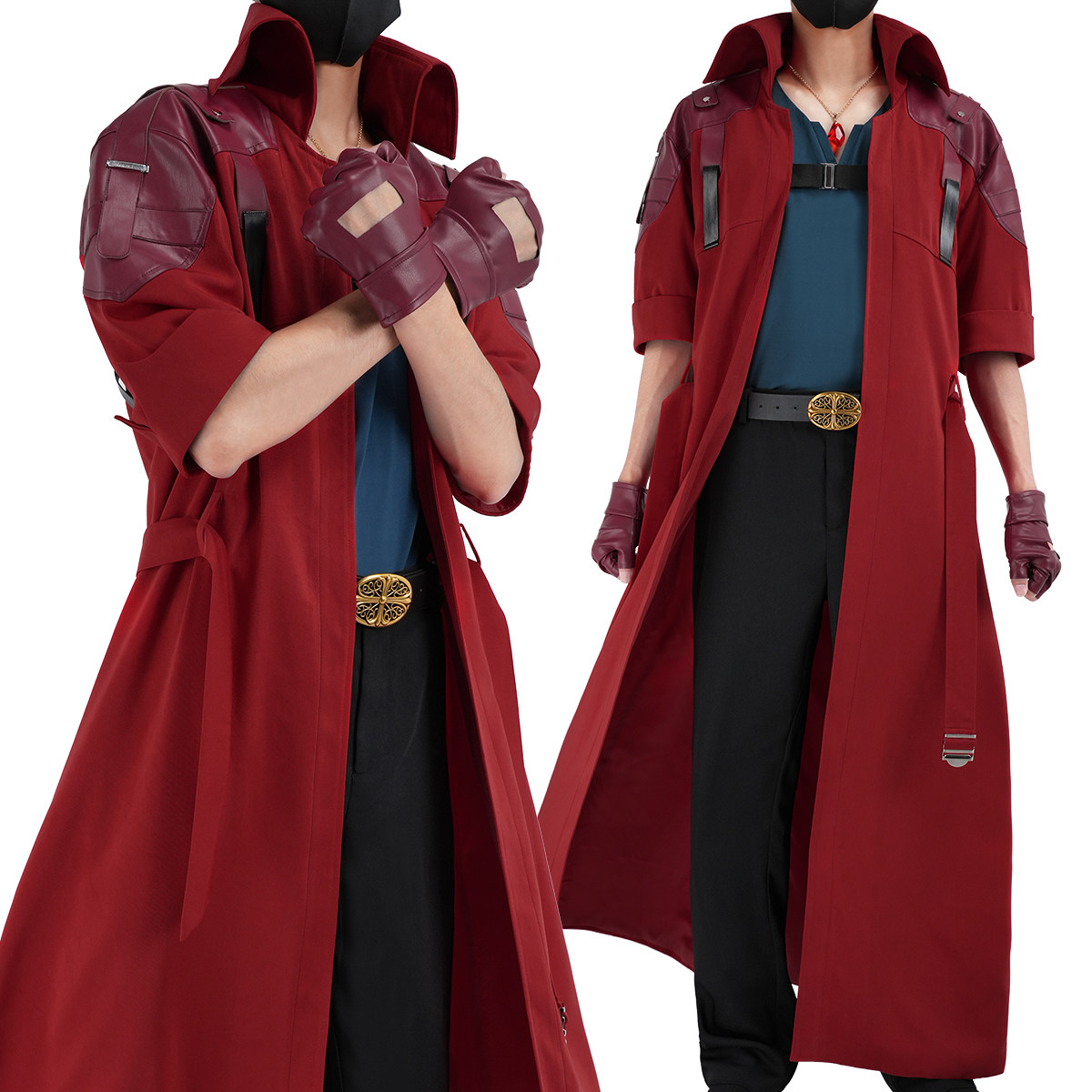 [2026 新作]HOLOUNCOSER デビル メイ クライ ダンテ コスプレ レッドレザーコート フルセット C服 仮装 ハロウィン アニメ