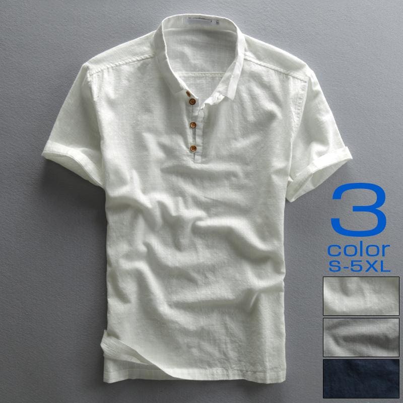 【急速出荷】シャツ メンズ メンズシャツ メンズ 半袖シャツ リネンシャツ 白シャツ メンズ リネンシャツ メンズ ヘンリーネック カジュアルシャツ カットソー