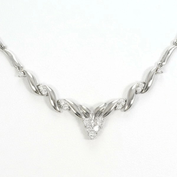 PT850 プラチナ ネックレス ダイヤ 0.30 カード鑑別書 約42cm ジュエリー 中古