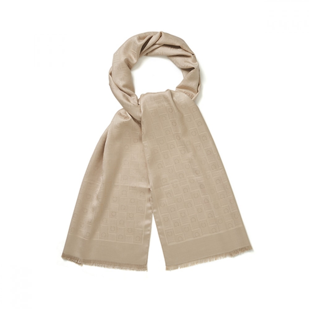 페라가모 32 0941 0776052 (320941 776052) 간치니 모노그램 자카드 실크 울 스톨 스카프