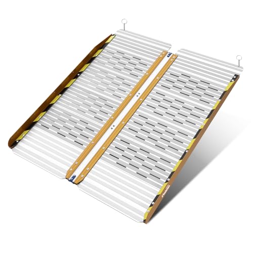 Ruedamann 車椅子 スロープ 長さ91cm 幅73cm 折りたたみスロープ 耐荷重300kg アルミスロープ 持ち運び便利 段差解消 滑