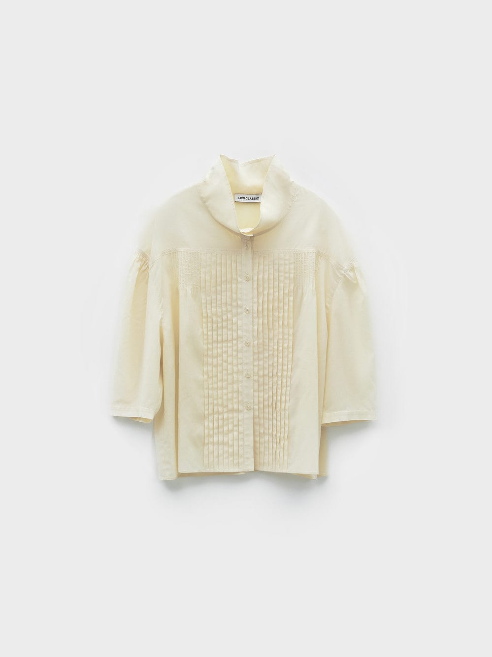 【LOW CLASSIC】26SS HIGH NECK PINTUCK BLOUSE : CREAM