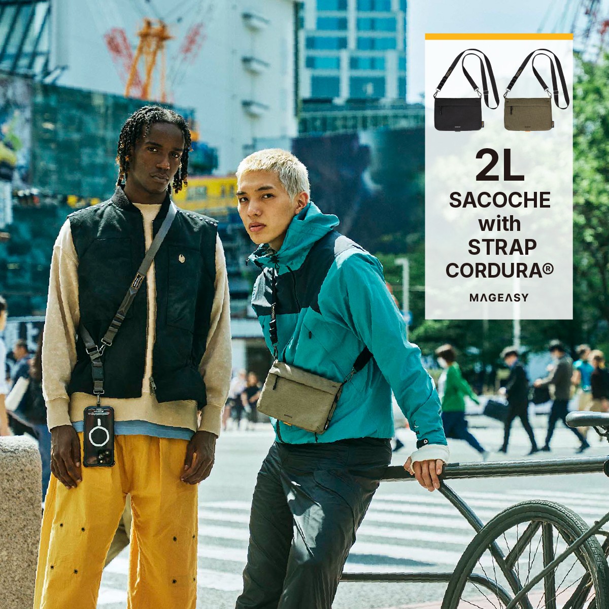 スマホ 対応 ショルダーバッグ サコッシュ ショルダー ストラップ 取り外し 可能 ポシェット スマホポーチ 小物入れ ポーチ ミニバッグ 2L SACOCHE with STRAP