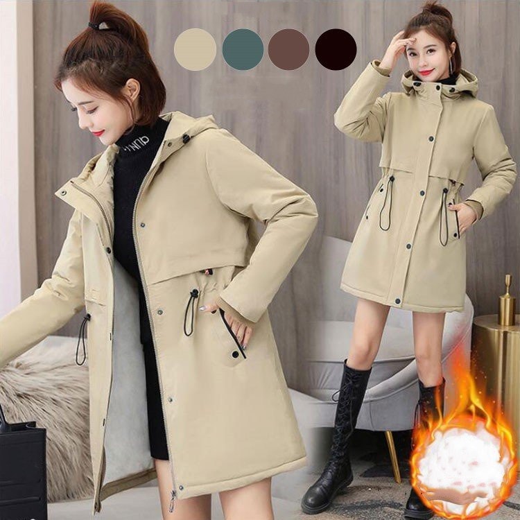 コート ロングコート ジャケット レディース ロング丈 ボア 厚手 長袖 無地 裏起毛 起毛　ボタン