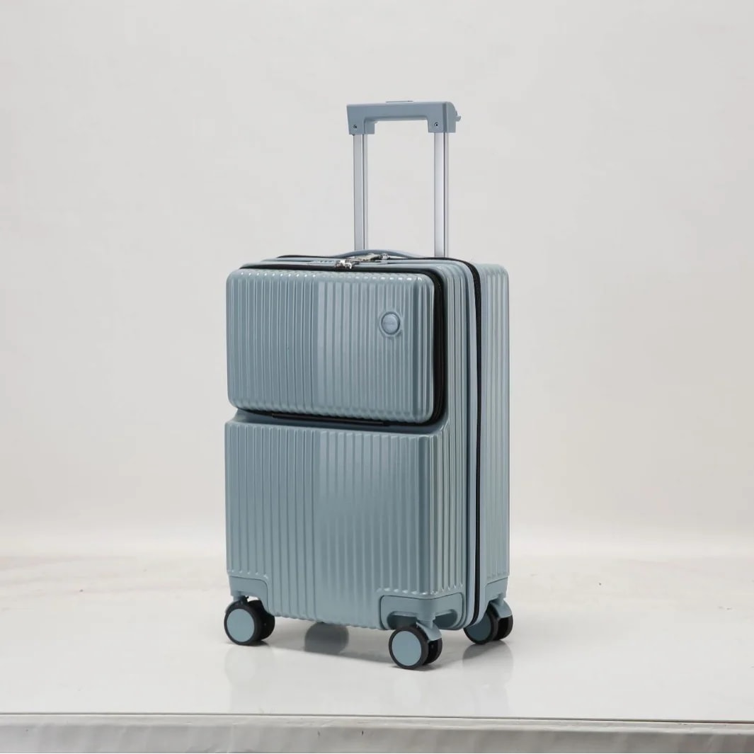 女性用多機能フロントオープンスーツケース小型20インチ搭乗ケース軽量トロリーケース男性用24旅行スーツケース