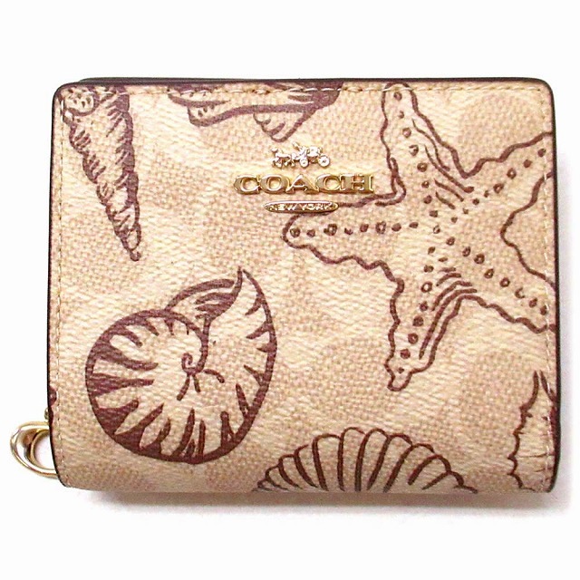 コーチ 財布 COACH アウトレット シェル プリント 貝 シグネチャー キャンバス スナップウォレット 二つ折り財布 CBO72 IMSAS